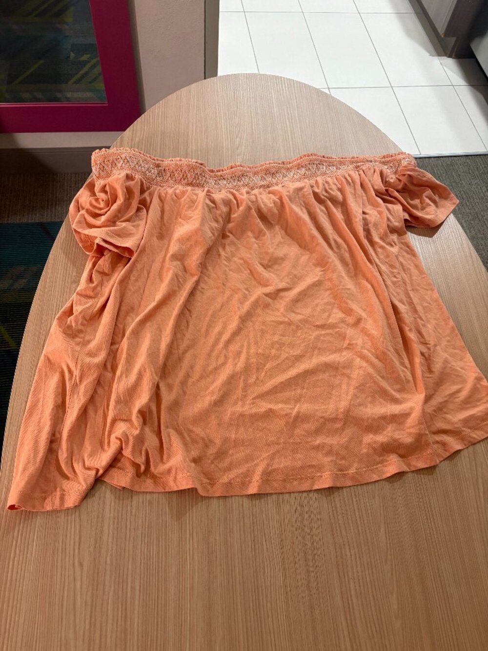 Torrid Cotton Off Shoulder Smocked Yoke Top Torrid Size 4 US Size 4X Peach Bloom